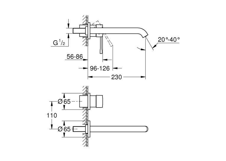 Змішувач для раковини Grohe Essence на 2 отвори L-Size (29193GN1) Бронза матова