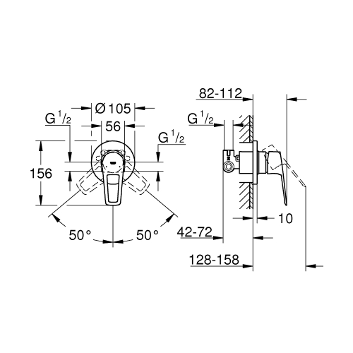 Однорычажный смеситель для душа Grohe BauLoop New (29042001)