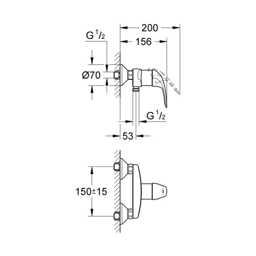 Однорычажный смеситель для душа Grohe Euroeco (32740000)
