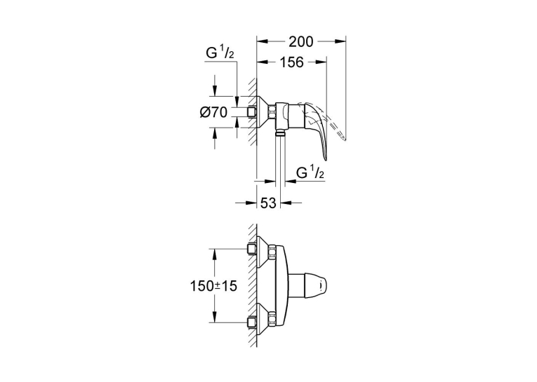 Однорычажный смеситель для душа Grohe Euroeco (32740000)