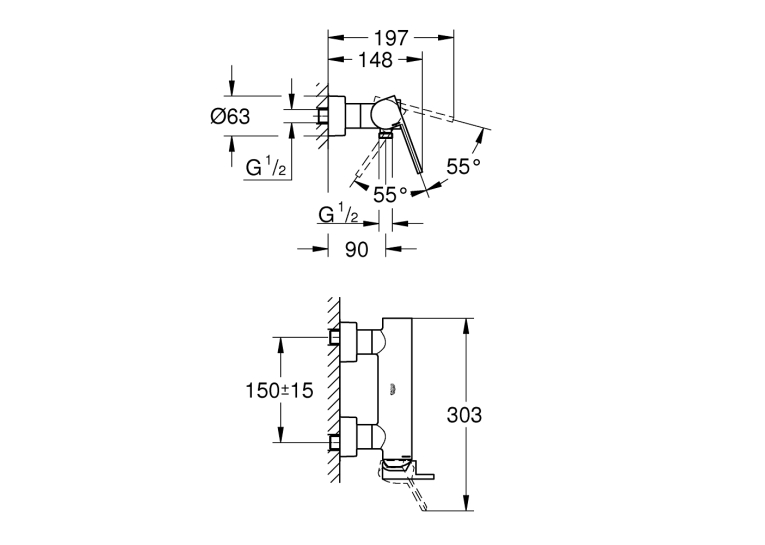 Одноважільний змішувач для душу Grohe Plus (33577DC3) Сталь