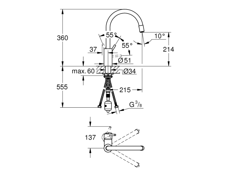 Одноважільний змішувач для мийки Grohe Concetto (32663003)