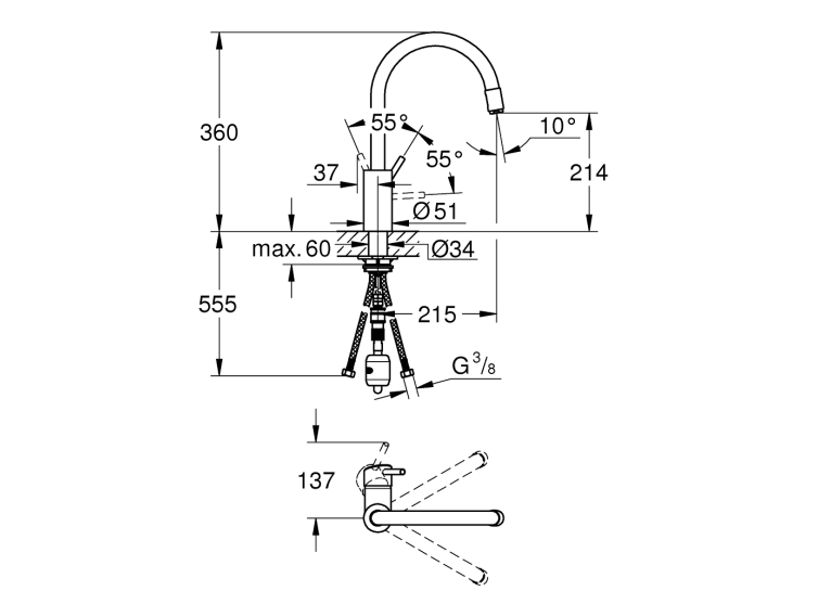 Одноважільний змішувач для мийки Grohe Concetto (32663003)