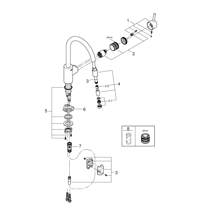Одноважільний змішувач для мийки Grohe Concetto (32663003)