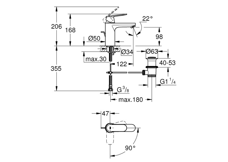 Одноважільний змішувач для раковини Grohe Eurosmart Cosmopolitan M-Size (2339600E)