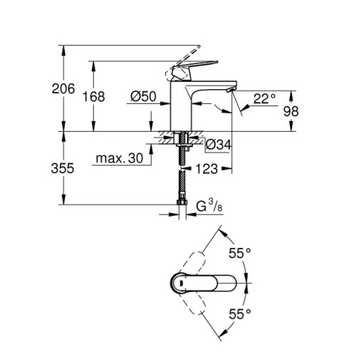 Одноважільний змішувач для раковини Grohe Eurosmart Cosmopolitan M-Size (23327KW0)