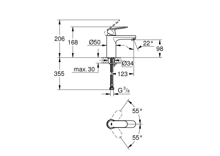 Однорычажный смеситель для раковины Grohe Eurosmart Cosmopolitan M-Size (23327KW0)