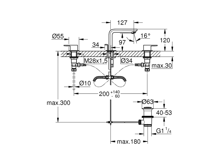 Змішувач для раковини Grohe Lineare на 3 отвори, M-Size (20304AL1)