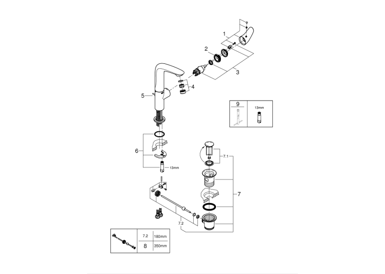 Однорычажный смеситель для раковины Grohe Wave L-Size (23584001)