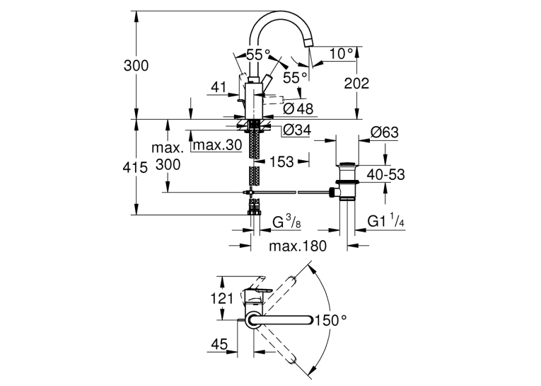 Одноважільний змішувач для раковини Grohe Feel L-Size (32723001)