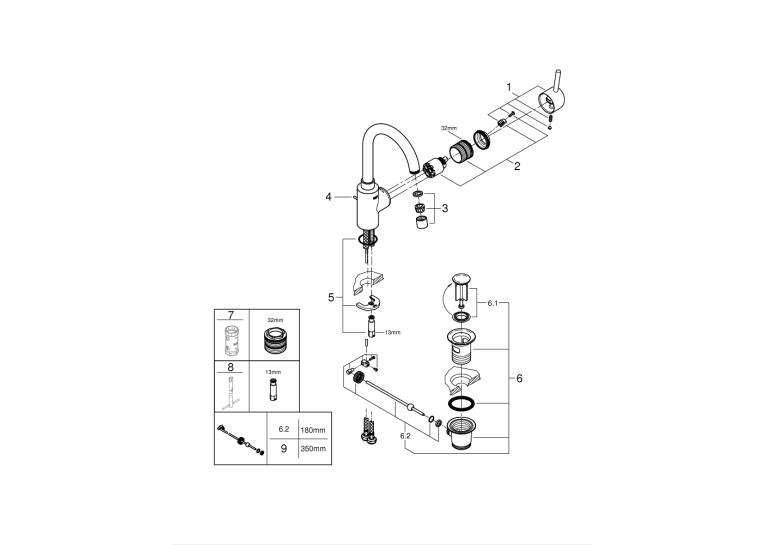 Одноважільний змішувач для раковини Grohe Feel L-Size (32723001)