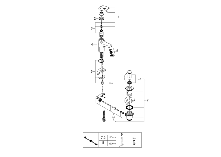 Однорычажный смеситель для раковины Grohe Start Curve S-Size (23805000)