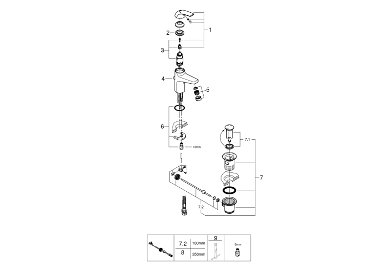Однорычажный смеситель для раковины Grohe Start Curve S-Size (23805000)