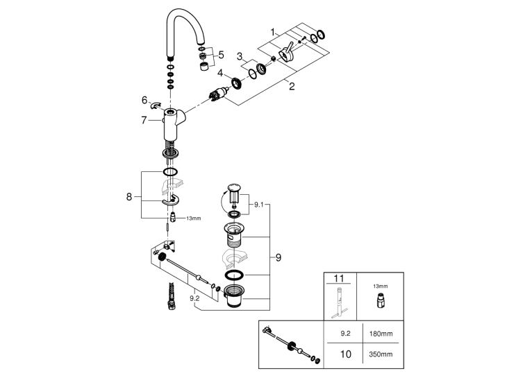 Однорычажный смеситель для раковины Grohe QuickFix Start Classic L-Size (23783000)
