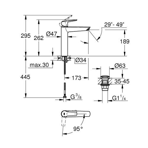 Однорычажный смеситель для раковины Grohe Start XL-размера (24165003)
