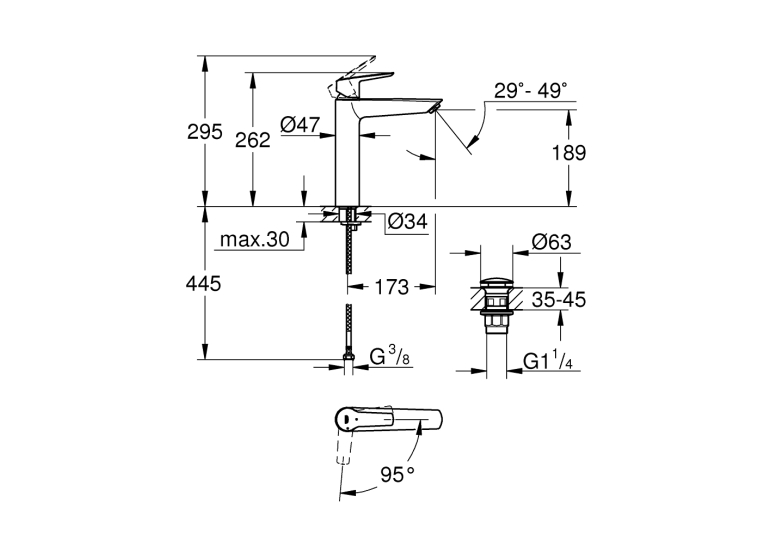 Однорычажный смеситель для раковины Grohe Start XL-размера (24165003)