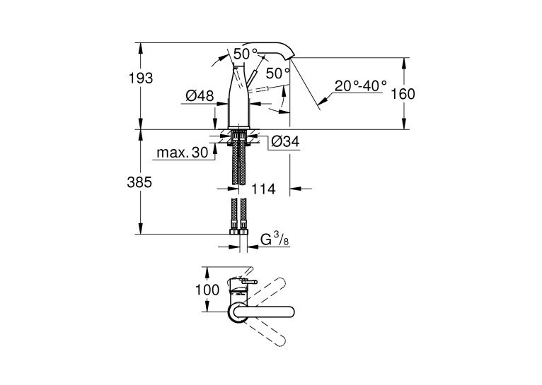 Змішувач для раковини Grohe ESSENCE 24176KF1 M-Size