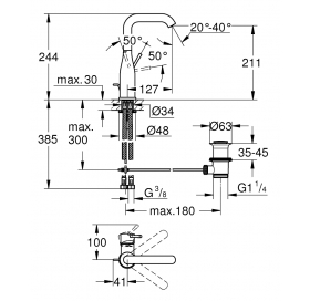Одноважільний змішувач для раковини Grohe Essence L-Size (24174GN1) Золото матове