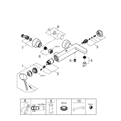 Одноважільний змішувач для ванни Grohe Plus (33553003)