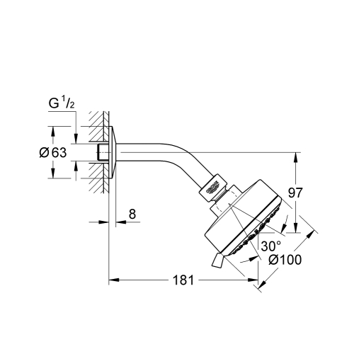 Верхний душ Grohe Tempesta Cosmopolitan 100, 4 режима струи (27869001)