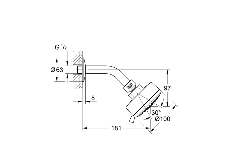Верхній душ Grohe Tempesta Cosmopolitan 100, 4 режими струменю (27869001)