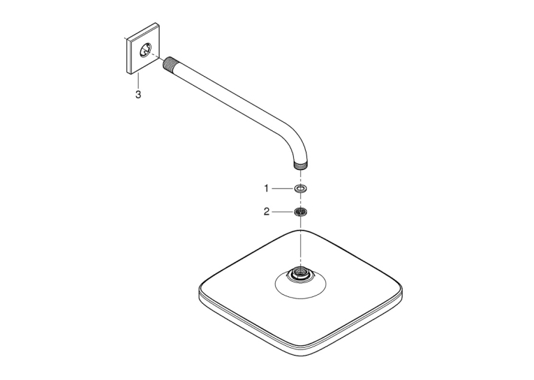 верхній душ Grohe Tempesta 250 Cube з кронштейном до стіни (26682000)