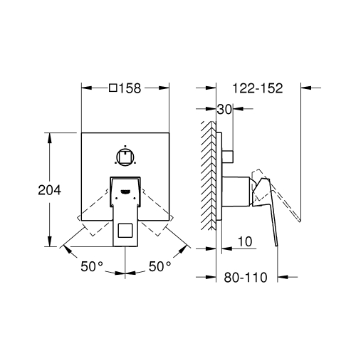 Однорычажный смеситель Grohe Eurocube с переключателем на 3 положения (24094AL0) Графит матовый