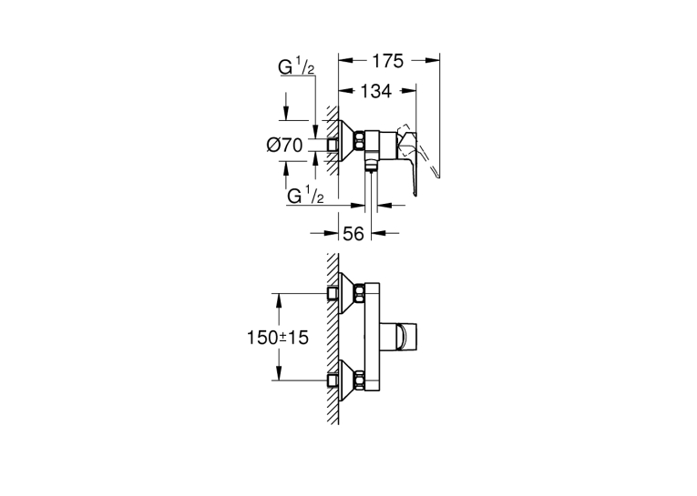 Одноважільний змішувач для душа Grohe BauLoop New (23633001)