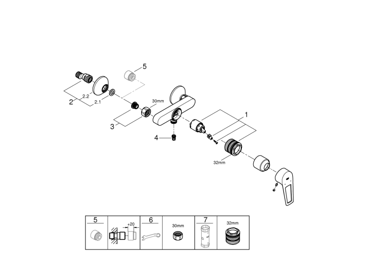 Одноважільний змішувач для душа Grohe BauLoop New (23633001)