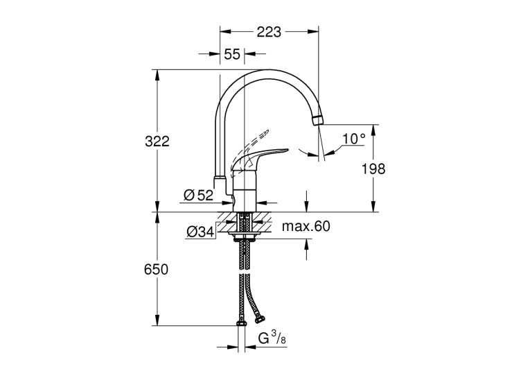 Однорычажный смеситель для мойки Grohe Euroeco (32752000)