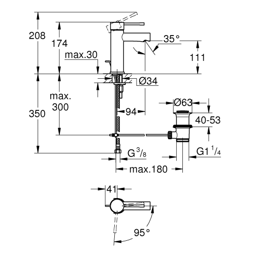 Смеситель однорычажный для раковины Grohe Essence S-Size (23379001)
