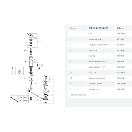 Однорычажный смеситель для раковины Grohe Essence S-Size (23589DC1)