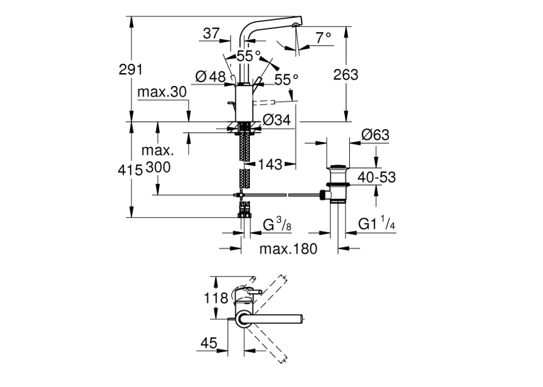 Одноважільний змішувач для раковини Grohe Concetto L-Size (23739002)