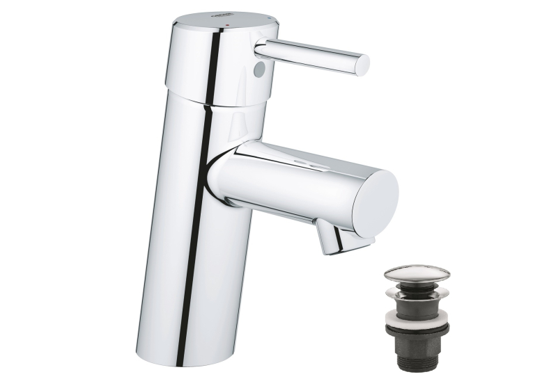 Одноважільний змішувач для раковини Grohe Concetto S-Size + нажимний донний клапан (23931001)