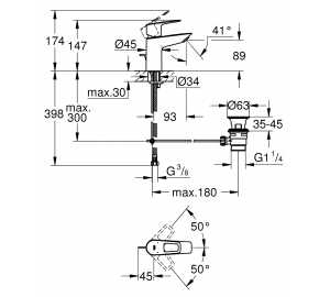 Однорычажный смеситель для раковины Grohe BauLoop New S-Size (23335001)
