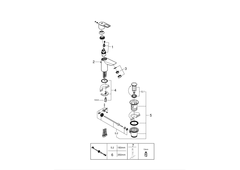 Одноважільний змішувач для раковини Grohe BauLoop New S-Size (23335001)