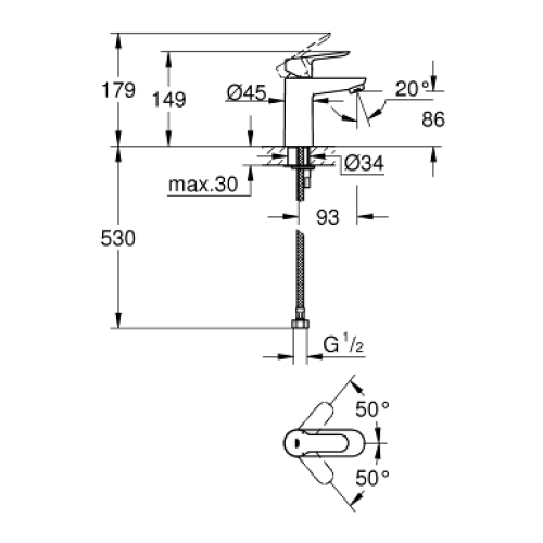 Одноважільний змішувач для раковини Grohe BauEdge S-Size (32858000)