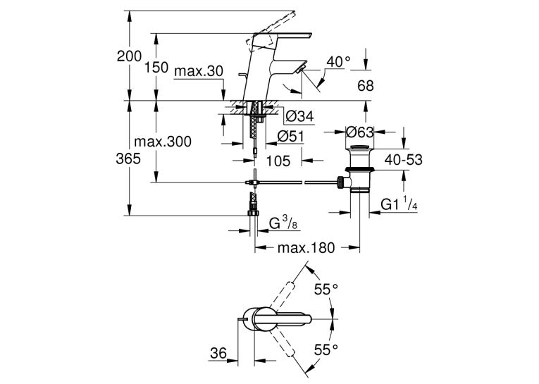 Одноважільний змішувач для раковини Grohe Feel S-Size (32557000)