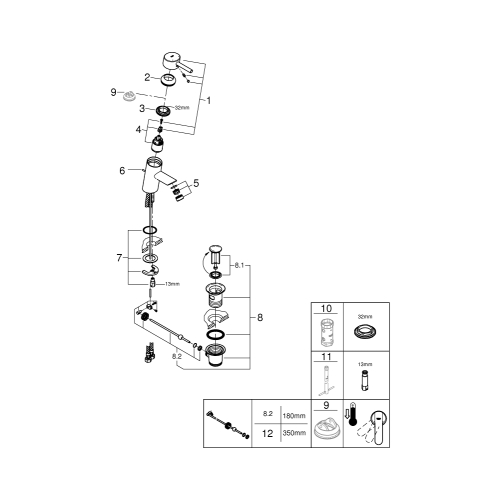 Одноважільний змішувач для раковини Grohe Feel S-Size (32557000)