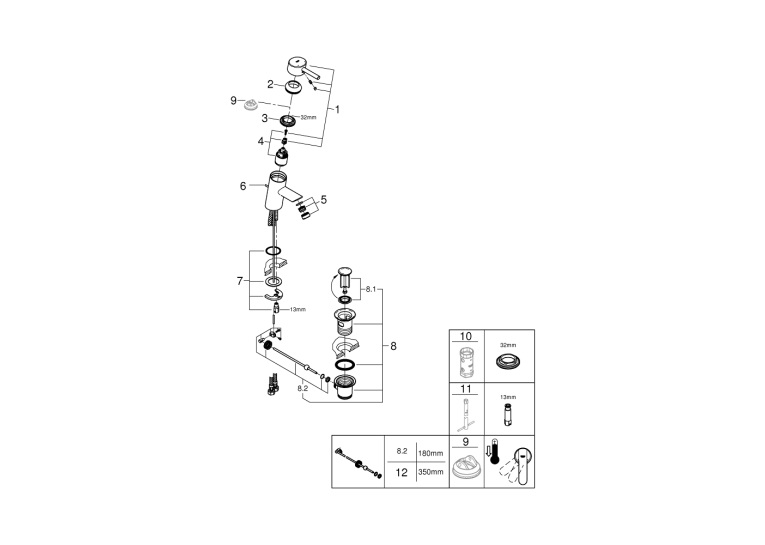 Одноважільний змішувач для раковини Grohe Feel S-Size (32557000)