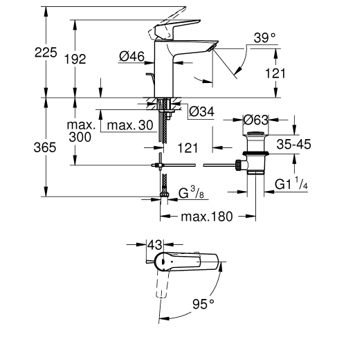 Однорычажный смеситель для раковины Grohe Start M-Size (23552002)