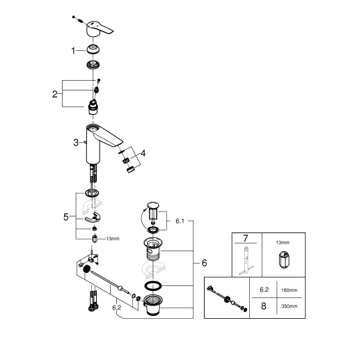 Однорычажный смеситель для раковины Grohe Start M-Size (23552002)