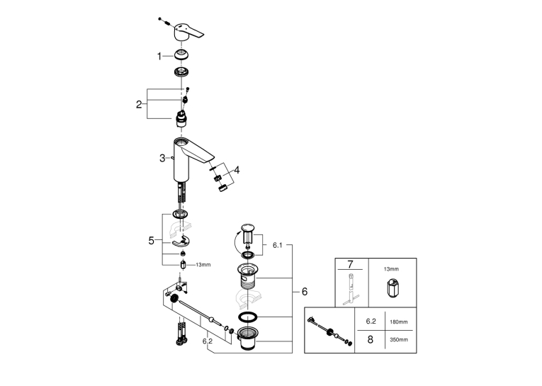 Однорычажный смеситель для раковины Grohe Start M-Size (23552002)