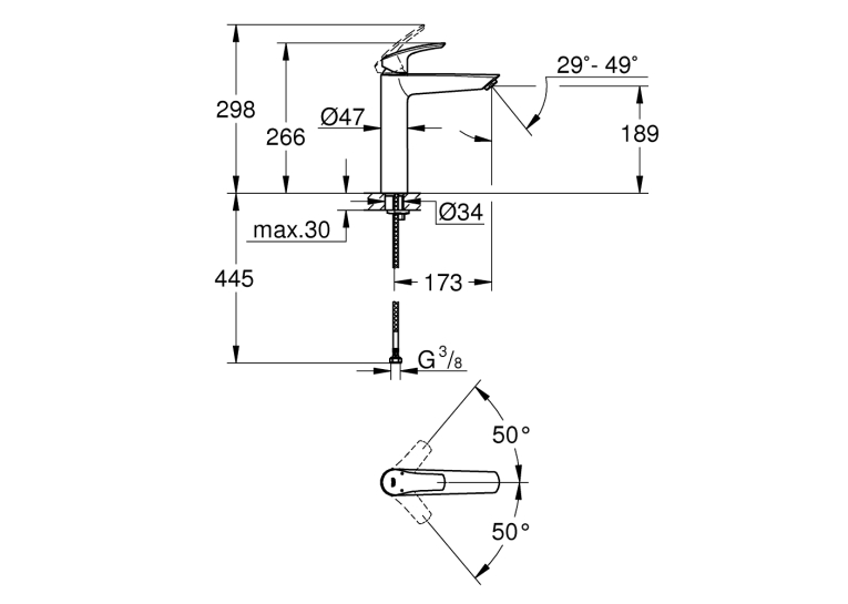 Однорычажный смеситель для раковины Grohe Eurosmart XL-Size (239712433)