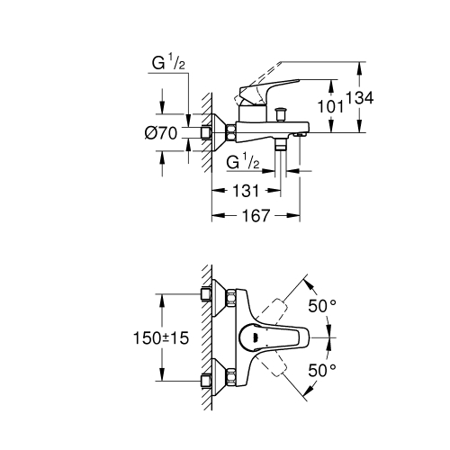 Одноважільний змішувач для ванни Grohe Start Flow (23772000)