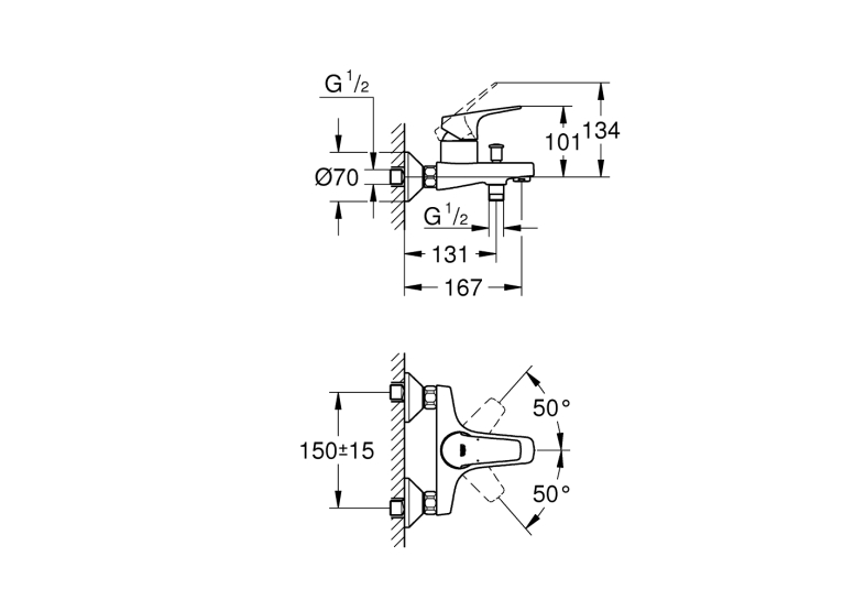 Однорычажный смеситель для ванны Grohe Start Flow (23772000)