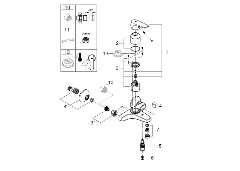 Однорычажный смеситель для ванны Grohe Start Flow (23772000)