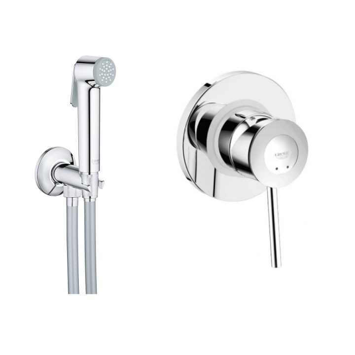 Набор 2 в 1 для туалета Grohe BauClassic (к-кт гигиенического душа, смеситель скрыт. монтажа) (UA2904800S)