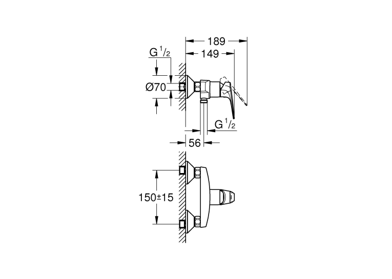 Однорычажный смеситель для душа Grohe BauFlow (23632000)