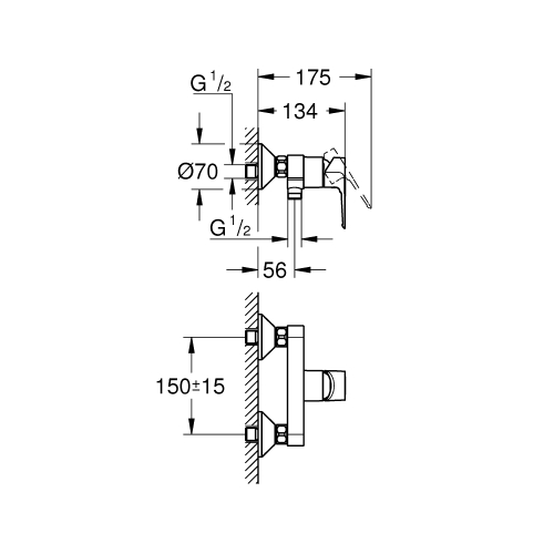 Одноважільний змішувач для душа Grohe BauLoop New (23634001)